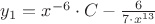 $y_1 = x^{-6}\cdot C - \frac{6}{7\cdot x^{13}}$ $y_1 = x^{-6}\cdot C - \frac{6}{7\cdot x^{13}}$