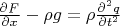 $\frac{\partial F}{\partial x}-\rho g=\rho\frac{\partial ^2q}{\partial t^2}$