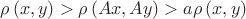 $\rho \left(x,y \right)>\rho \left( Ax, Ay \right) > a\rho \left(x,y \right)$