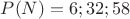 $P(N)=6;32;58$