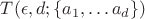 $T(\epsilon, d; \{a_1,\dots a_d\})$ $T(\epsilon, d; \{a_1,\dots a_d\})$