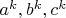 $a^{k}, b^{k}, c^{k}$