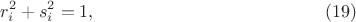 $$r^2_i+s^2_i=1, \eqno(19)$$
