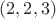 $(2, 2, 3)$
