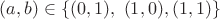 $(a,b) \in \{(0,1), \ (1,0), (1,1) \}$