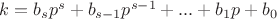 $k=b_sp^s+b_{s-1}p^{s-1}+...+b_1p+b_0$