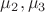 $\mu_2, \mu_3$