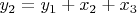 $y_2=y_1+x_2+x_3$
