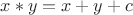 $x*y=x+y+c$