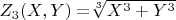 $Z_3(X,Y) = $\sqrt[3]{X^3+Y^3}$ $