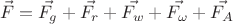 $$\vec{F} = \vec{F_{g}} + \vec{F_{r}} + \vec{F_{w}} + \vec{F_{\omega}} + \vec{F_{A}}$$