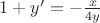 $1+y'= - \frac{x}{4y}$