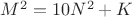 $M^2=10 N^2+K$ $M^2=10 N^2+K$