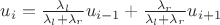 $u_i = \frac {\lambda_l} {\lambda_l + \lambda_r} u_{i-1} + \frac {\lambda_r} {\lambda_l + \lambda_r} u_{i+1} $