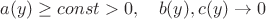 $a(y)\ge const>0,\quad b(y),c(y)\to 0$
