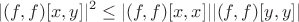 $$
|(f,f)[x,y]|^2
\leq
|(f,f)[x,x]||(f,f)[y,y]|
$$
