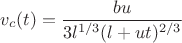 $$v_c(t)=\frac{b u}{3 l^{1/3} (l+u t)^{2/3}}$$