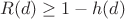 $$R(d)\ge 1-h(d)$$