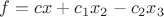 $f=cx+c_1x_2-c_2x_3$