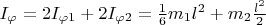 $I_{\varphi} = 2I_{\varphi1}+2I_{\varphi2} =  \frac{1}{6}m_1l^2+m_2\frac{l^2}{2}$