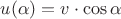 $u (\alpha)= v\cdot \cos \alpha$ $u (\alpha)= v\cdot \cos \alpha$
