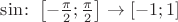 $\sin\colon\left[-\frac{\pi}{2};\frac{\pi}{2}\right] \to [-1;1]$