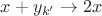 $x+y_{k'}\to 2x$ $x+y_{k'}\to 2x$