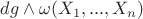 $dg \wedge \omega (X_1,...,X_n)$