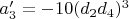 $a'_3=-10 (d_2 d_4)^3$