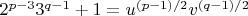 $2^{p-3} 3^{q-1} +1 = u^{(p-1)/2} v^{(q-1)/2}$