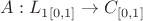 $A: L_{1[0,1]} \to C_{[0,1]}$