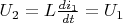 $U_2=L\frac{di_1}{dt}=U_1$