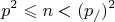 \[
p^2  \leqslant n < (p_/ )^2 
\]