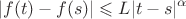 $$|f(t)-f(s)| \leqslant L |t-s|^\alpha$