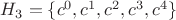 $H_3= \{c^0,c^1,c^2,c^3,c^4\}$