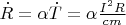 $\dot R=\alpha \dot T= \alpha \frac{I^2 R}{cm}$