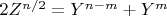 $2Z^{n/2}=Y^{n-m}+Y^m$