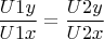 \dfrac{U1y}{U1x}=\dfrac{U2y}{U2x}