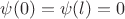 $\psi(0)=\psi(l)=0$