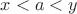 $x < a< y$