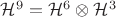 $\mathcal H^9=\mathcal H^6\otimes\mathcal H^3$