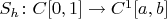 $S_h\colon C[0,1]\to C^1[a,b]$