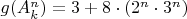 $g(A_k^n) =3+ 8\cdot (2^{n} \cdot 3^{n})$