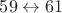 $59 \leftrightarrow 61$