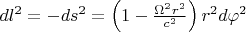 $dl^2=-ds^2=\left(1-\frac{\Omega^2r^2}{c^2}\right)r^2d\varphi^2$