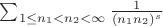 $\sum_{1\le n_1<n_2<\infty}\frac1{(n_1n_2)^s}$