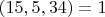$(15,5,34)=1$