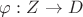 $\varphi:Z \rightarrow D$