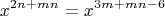 $$x^{2n+mn}=x^{3m+mn-6}$$