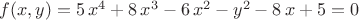 $f(x,y)=5\,{x}^{4}+8\,{x}^{3}-6\,{x}^{2}-{y}^{2}-8\,x+5=0$